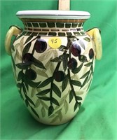 Olive & Vine Decorated Fitz & Floyd Pot / Vase
