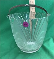 MCM Vintage Glass Ice Bucket/Cute Metal Bow Handle