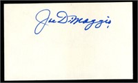 Signed Joe DiMaggio Index Card.