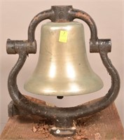 RR Locomotive Brass Train Bell W/Cast Iron Yoke