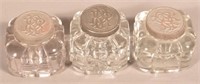 3 PRR Embossed Glass Ink Wells