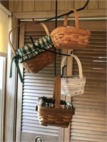 4 Various Longaberger Baskets with Hanger