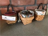 3 miniature Longaberger Baskets