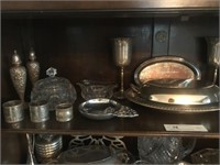 Shelf with Selection of Silver plate Items