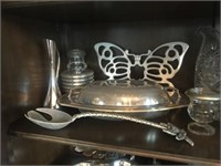 Shelf with Selection of Silver Plate Items