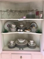 3 Shelves of China and Glassware