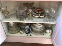 2 Shelves of Glassware and China