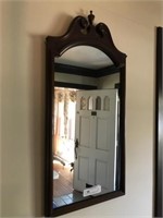 Mahogany Scrolled Arch Pediment Framed Mirror