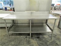 STAINLESS STEEL WORK TABLE - 6' X30" X34' TALL