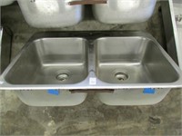 STAINLESS STEEL DOUBLE SINK - 31 1/4 INCHES ACROSS