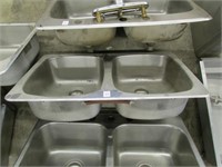 STAINLESS STEEL DOUBLE SINK - 31 1/4 INCHES ACROSS