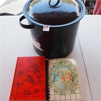 Enamel Stock Pot and Cook Books