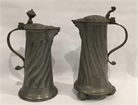 Two early pewter teapots