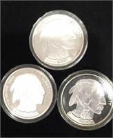 3 Indian head 1 oz. .999 fine silver copy coin