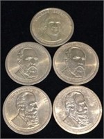 5 $1 presidential coins