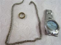 Jewelry Lot Mens Watch, Neckllace,Ring