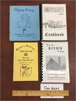Four vintage local cookbooks.