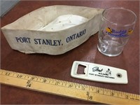 Port Stanley lot including cap, glass and bottle