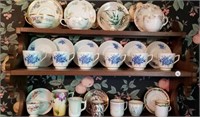 Cup & Saucer collection & wood display shelf