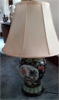 Table Lamp - Oriental design ceramic on wood base