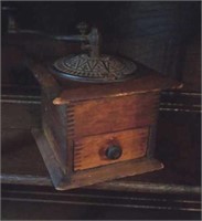 Coffee grinder, wood is 6 X 6 X 5