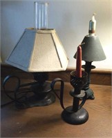 Cast iron or heavy metal lamps, electric & candle