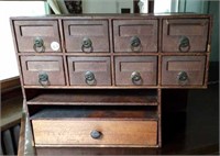 Desk top organizer - vintage, 9 drawers