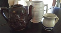 Crock barrel pitcher, brown crock tea pot
