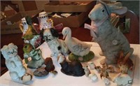 Ceramic, porcelain, wood animal & bird figures