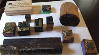 Stamp print blocks, wood & rubber