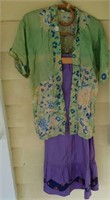 Ladies silk skirt and silk jacket cover top