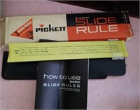 Pickett slide rule, box, instructions, Model 120ES