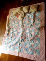 Baby bed quilt and , hand stitched