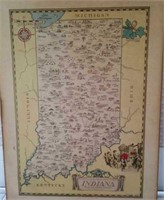 Map of Indiana on board, signed Karl Smith 1934,