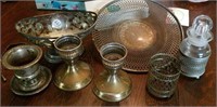Sterling items, decanter fits inside,