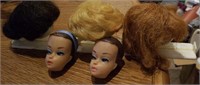 Barbie heads & wigs with stand