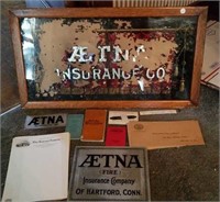 Aetna insurance signs, big sign is reverse painted