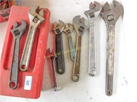 Eight Assorted Adjustable Wrenches