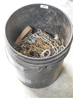 Bucket of Assorted Short Chain and Dog Leads