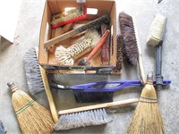 Box of Assorted Brushes and Brooms