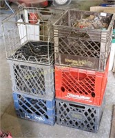 Lot of Six Metal and Plastic Milk Crate