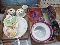2 boxes misc. dishes & decor items