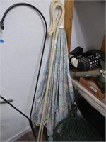 Patio umbrella (no base) & 2 wood items