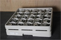 Used Dishwasher Tray with 25 Shot Glasses