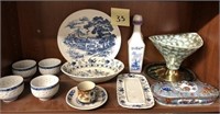 35 - MISC CHINA PIECES INCLUDS 4 RICE-PATTERN CUPS