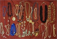 154 -  LOT OF NECKLACES; ROSARY BEADS