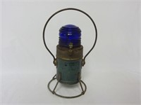 Vintage Star Railroad Lantern w/ Blue Globe