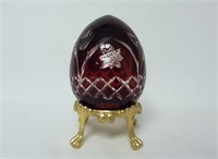 Bohemian Ruby Red Cut to Clear Crystal Hollow Egg