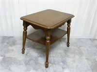 Solid Wood 2-Tier End Table