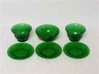 Anchor Hocking Forest Green Sandwich Glass Lot